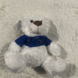 CT state Three Rivers plushie teddy Louie Bear blue shirt college